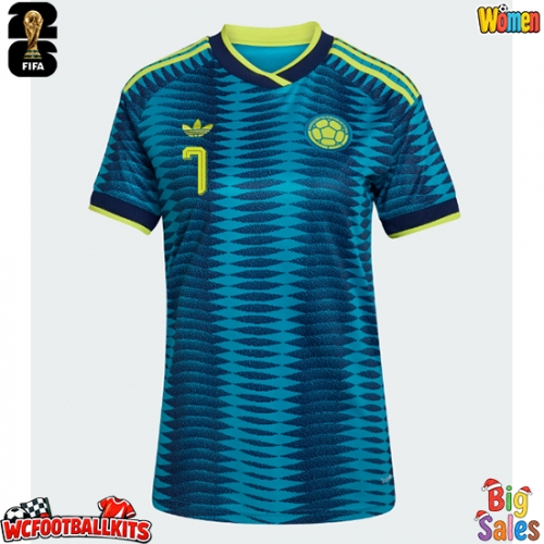 Colombia Luis Diaz #7 Replica Away Stadium Shirt for Women World Cup 2026 Short Sleeve